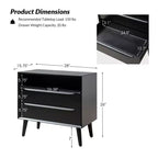 Margery Mid-century Modern 2 - Drawer End Table with Built-In Outlets and Cable Management and Open Shelf
