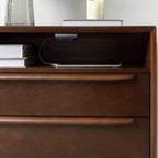 Margery Mid-century Modern 2 - Drawer End Table with Built-In Outlets and Cable Management and Open Shelf