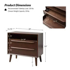 Margery Mid-century Modern 2 - Drawer End Table with Built-In Outlets and Cable Management and Open Shelf