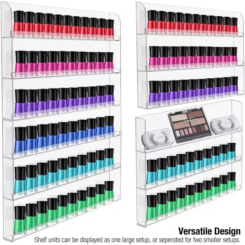 Espositore da parete a 6 ripiani in acrilico trasparente per smalti – Organizer elegante – Contiene fino a 90 flaconi di smalto