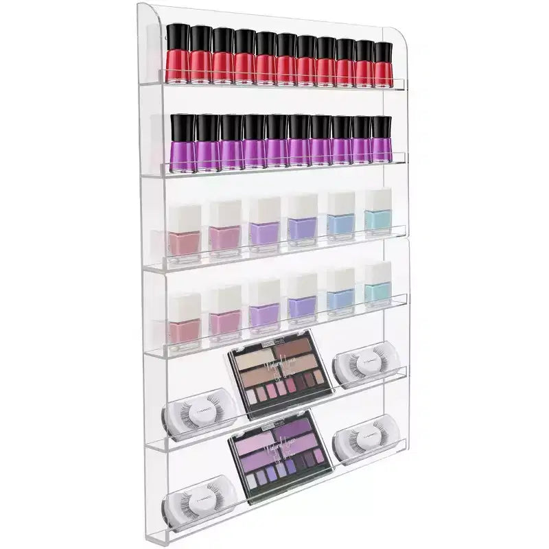 Espositore da parete a 6 ripiani in acrilico trasparente per smalti – Organizer elegante – Contiene fino a 90 flaconi di smalto