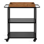 Kate and Laurel Giles Rectangle Metal Bar Cart, 28x13x30, Rustic Brown and Black