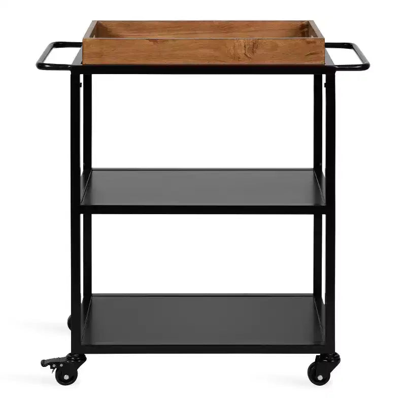 Carrello bar Kate and Laurel Giles rettangolare in metallo, 28x13x30, marrone rustico e nero