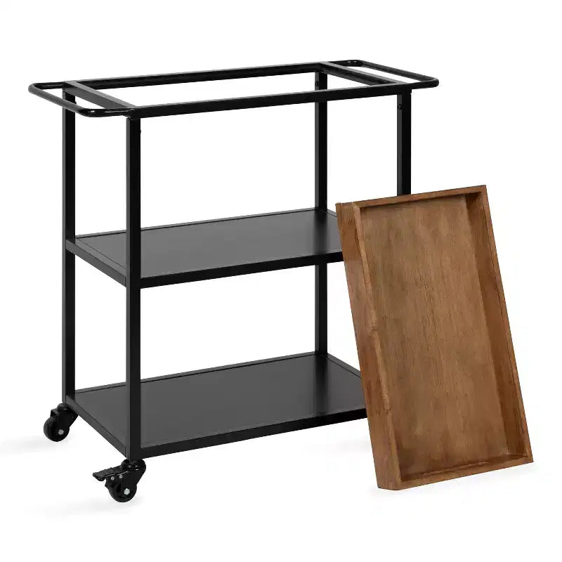 Carrello bar Kate and Laurel Giles rettangolare in metallo, 28x13x30, marrone rustico e nero
