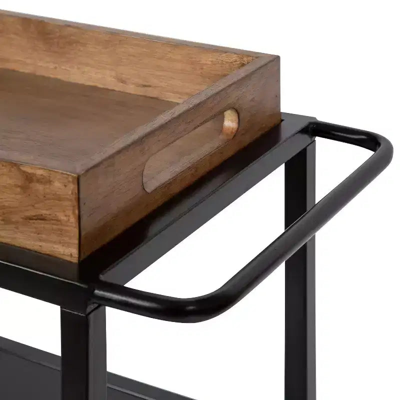 Carrello bar Kate and Laurel Giles rettangolare in metallo, 28x13x30, marrone rustico e nero