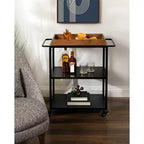Kate and Laurel Giles Rectangle Metal Bar Cart, 28x13x30, Rustic Brown and Black