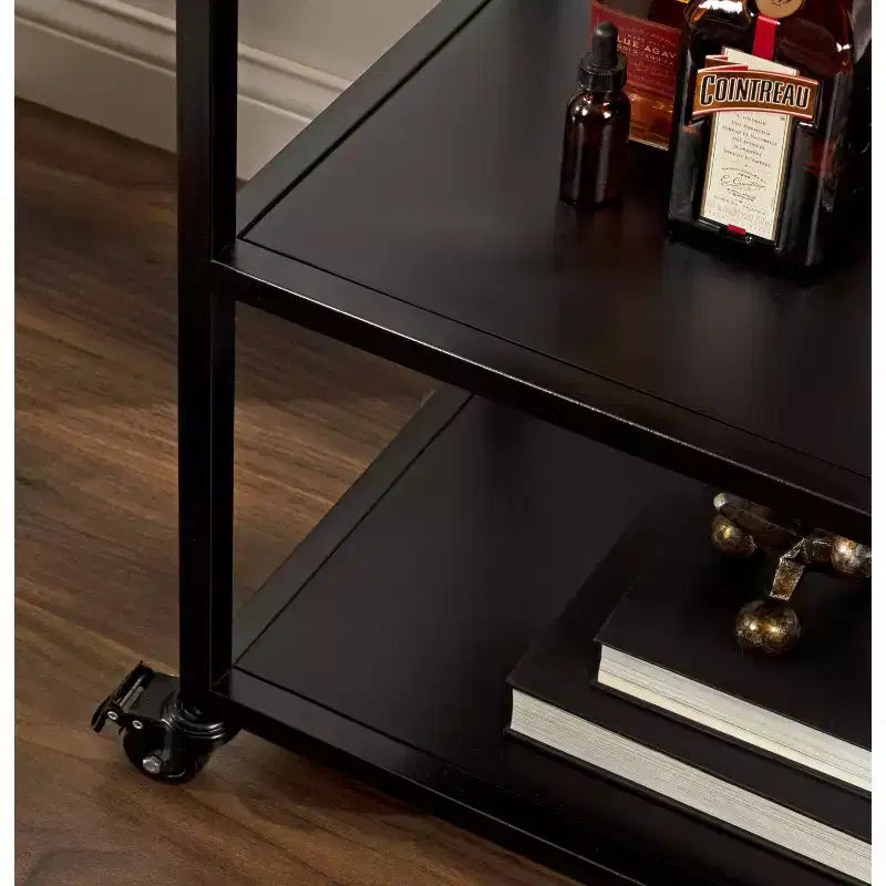 Carrello bar Kate and Laurel Giles rettangolare in metallo, 28x13x30, marrone rustico e nero